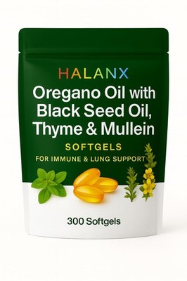 Halanx Oil of Oregano Softgels  Oregano Oil with Black Seed Oil, Thyme and Mu...