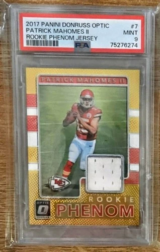 Patrick Mahomes - 2017 Donruss Optic Rookie Phenom Jersey #7 - PSA 9