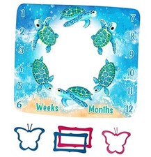 Turtle Milestone Blanket Blue Sea Life Baby Blanket Beach Newborn Gift with