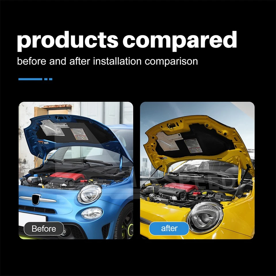 For FIAT 500 08-24 Abarth 595 695 12-24 Hood Lift Support Hydraukic Strut Black - Image 3 of 4