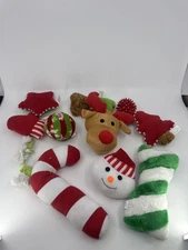 Lot Of 11 Dog Or Puppy Christmas Holiday Chew Toys Reindeer/Snowman/Mittens