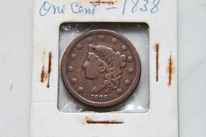 1838 Philadelphia Mint Copper Coronet Head Large Cent-#1