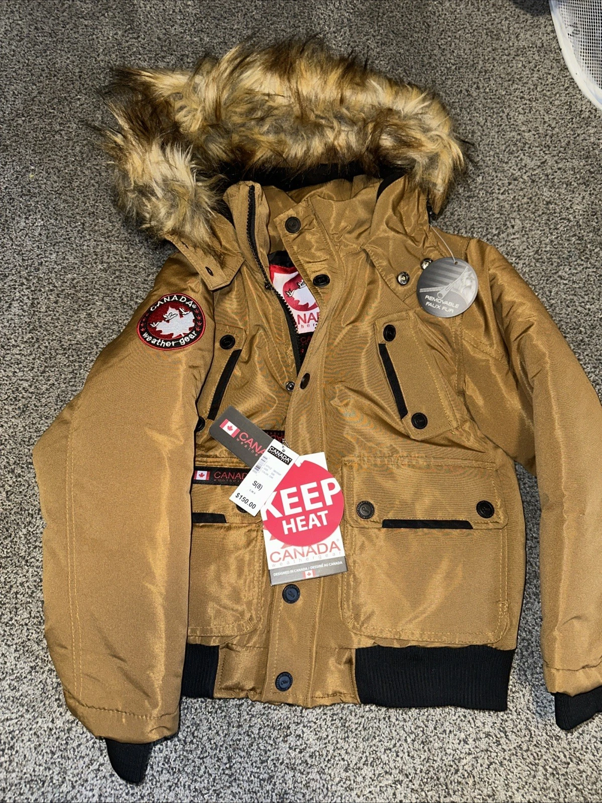 Canada Weather Gear Jacket Parka Youth Kid Small 8 Faux Fur Hood Coat NWT