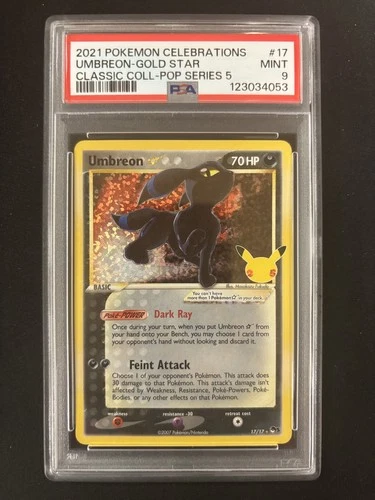 2021 POKEMON CELEBRATIONS CLASSIC COLL #17 UMBREON-GOLD STAR PSA 9