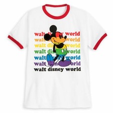 Disney Authentic Mickey Rainbow Collection Kids Ringer T Shirt Size XS S L XL