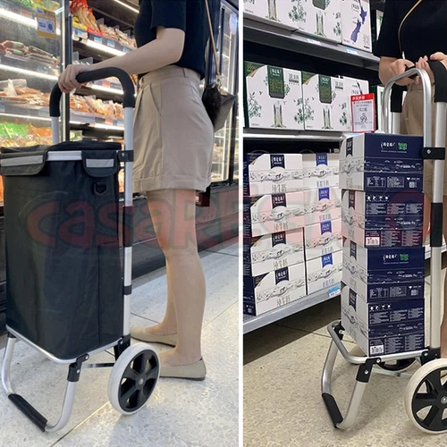 Shopping Trolley Foldable Shopping Cart For Grocery With Waterproof Cooler bag - Picture 10 of 18