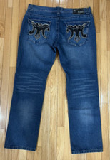 MEK Denim Maldives Bootcut Men's 42X35 Button Fly Blue Jean Vintage Made in USA