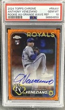 2024 Topps Chrome Orange Wave Rookie Auto Anthony Veneziano /25 Royals RC GEM MT
