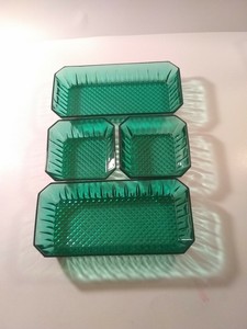 60 Off And Free Shipping 4 Pc Emerald Diamond Cut Green Glass By Arcoroc Serving Dishes Made In France Discount Outlet With 100 Top Quality Guaranteed Www Embassylagos Com