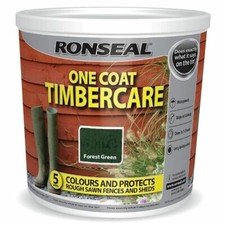 Ronseal One Coat Timbercare Fast Dry Garden Shed Fence Paint Forest Green - 5L