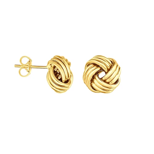 10K Yellow Gold Polished Love Knot Stud Earring 1.3 grams  11MM - Picture 1 of 1