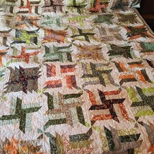 Hand Pieced Queen-Sized Finished Patchwork Quilt, Colorful