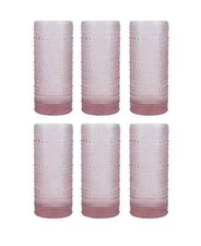 Fortessa Jupiter 10.8 oz Collins Highball Glasses, Set of 6 in Pink Color - NEW