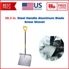 NEW Durable Snow Shovel Aluminum Blade 38.3 in. Steel Handle Poly D-grip Snowfal