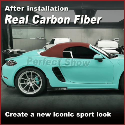 Fit For Porsche 718 Boxster Cayman Spyder Carbon Fiber Side Skirts Extension Lip - Picture 3 of 14