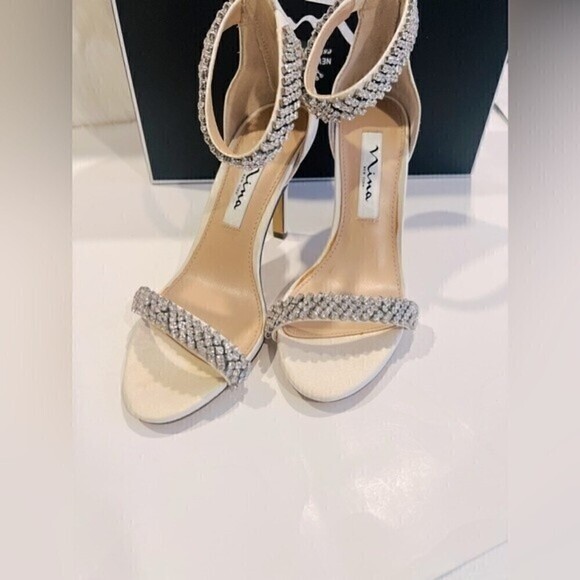 FILA NINA Sandalo donna avorio Vauna cinturino alla caviglia file di cristalli scintillanti taglia 5