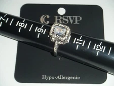 Charming Charlie RSVP Womens Silver Tone CZ Ring Size 10