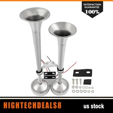 Trumpet Marine Grade 304 Dual Electric Train Ship Boat Air Horn Chrome Plated