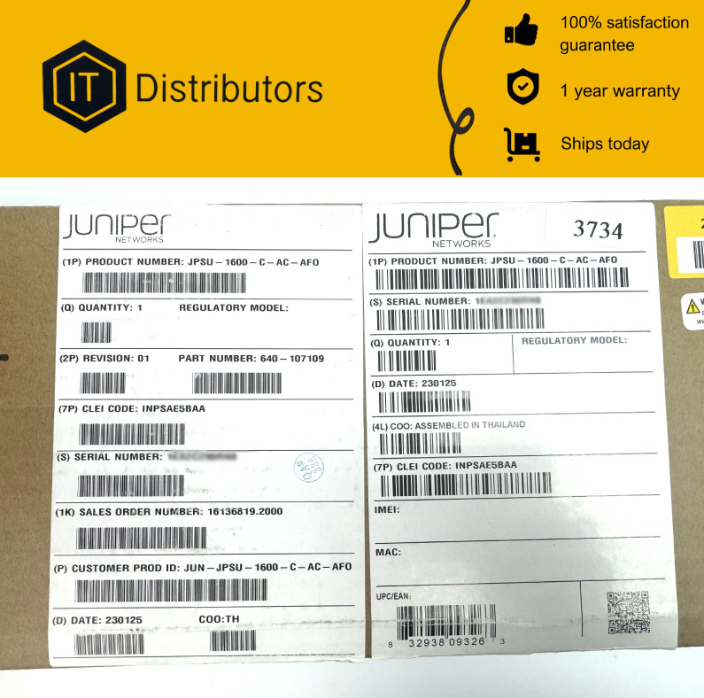 Juniper JPSU-1600-C-AC-AFO / New / 1 Year Warranty / Ships Today