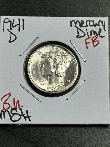 1941 D Mercury Dime FB Full Bands BU Uncirculated MS++ Coin (Raw12586)