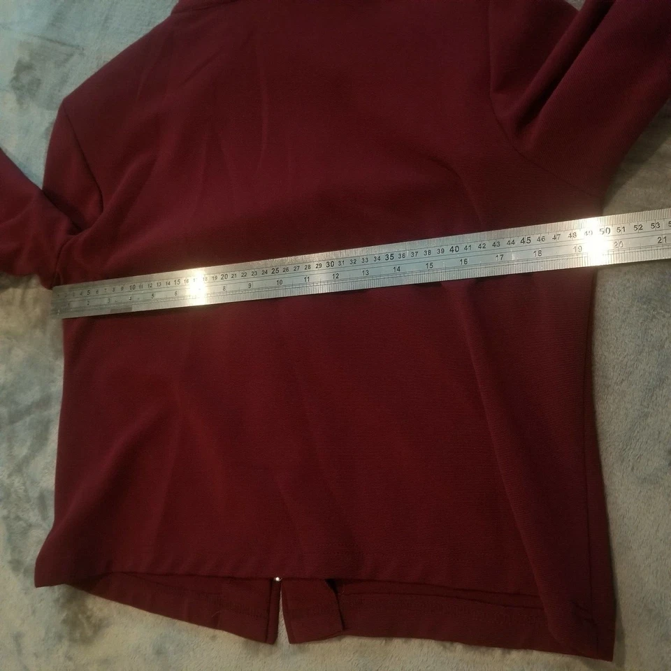 Briggs Womens Medium Petite Long Sleeve Full-Zip Mock Crop Jacket Maroon Casual - Image 4 of 4