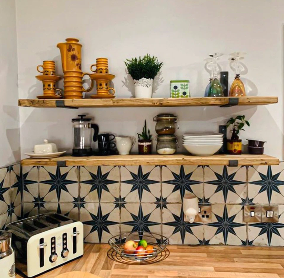 Rustic Reclaimed Scaffold Boards Shelves / Industrial Shelf For Kitchen Bedroom - Image 2 of 4