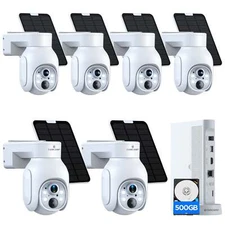 Wireless Solar Powered Security Camera System Outdoor 4MP PTZ Cameras NVR HDMI