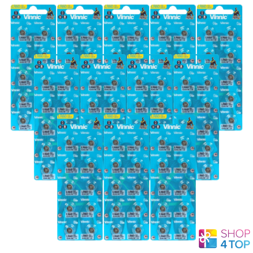 120 Vinnic Alcalino batteries L621F L621 AG1 G1 LR60 1.5V Scadenza 2027 Nuovo