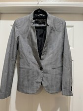 ZARA BASIC COLLECTION Womens Grey Black Blazer Sz 4 Lined Career Office