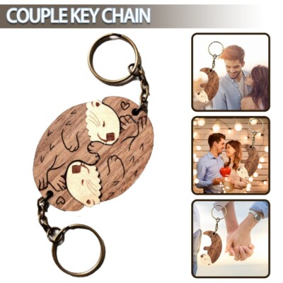 Otter Paar Schlüsselanhänger Matching Puzzles für Geburtstag Valentinstag