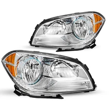Headlights Assembly For 2008-2012 Chevy Malibu Chrome Headlamps Pair LH+RH 08-12