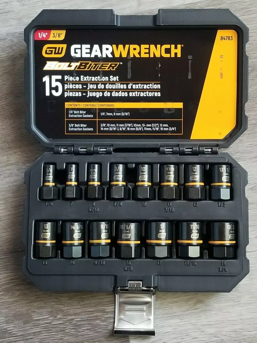 Gearwrench 15pc Bolt Biter Impact Extractor Socket Set for SAE