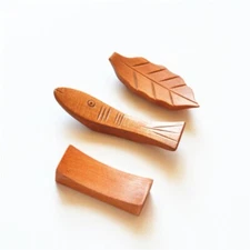3PCS Japanese Chopsticks Stand Holder Retro Rest Rack Fish Leaf Shape Art Decor