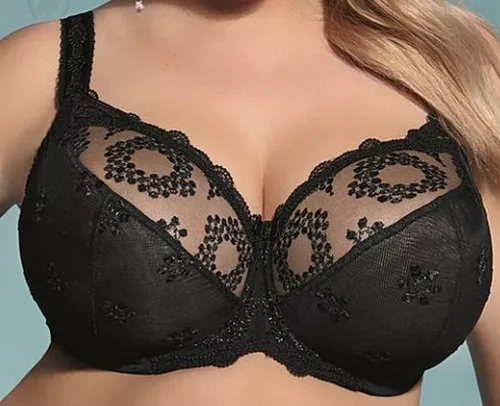 SALE!FORTUNA BLACK SOFT BRA PLUS SIZE 30 32 34 36 38 40 42 44 46