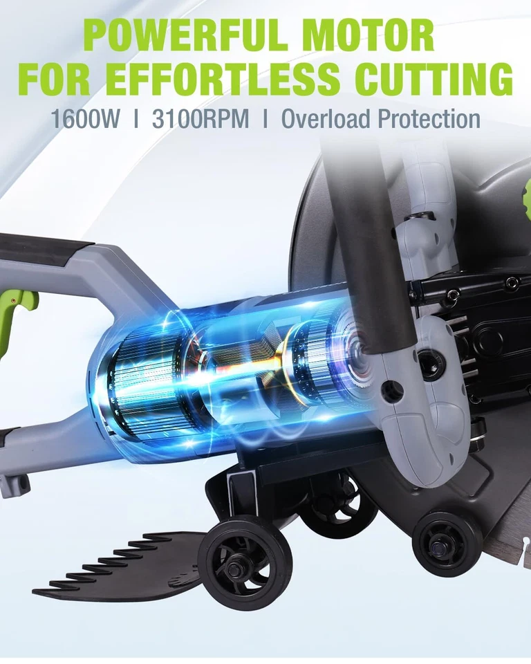 Sierra de hormigón húmeda WORKPRO 16" 1600 W 3100 RPM sierra de hormigón eléctrica profundidad máxima 6,69" Foto 3 de 4