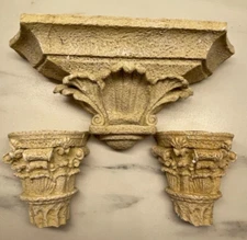 VTG Wall Sconce Candleholders italy Ornate Cream 3D Set of 3 MCM 60s bakelite