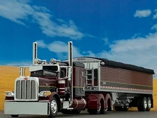 1/64 DCP PETERBILT 389 W/ 63" FLAT TOP SLEEPER & WILSON GRAIN TRAILER