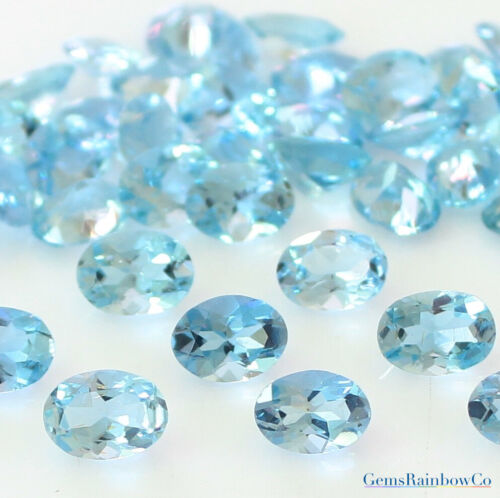 Blue Aquamarine Oval Faceted 5x3 mm to 9x7mm Natural Loose gemstone AAA Quality - Picture 1 of 8