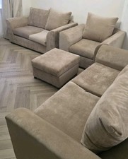 Beige Sofa Set - Plush velvet Beige - brand new 3 seater + 2 seater - Arm Chair