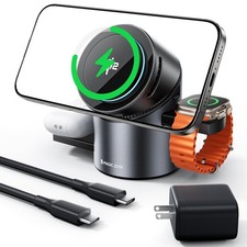 MAGIC JOHN 3 in 1 Charging Station for Apple, Qi2 15W iPhone Wireless Chargin...