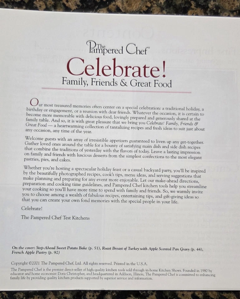 The Pampered Chef Celebrate! Family Friends & Great Food Spiral-Bound Cookbook  - Image 2 of 4
