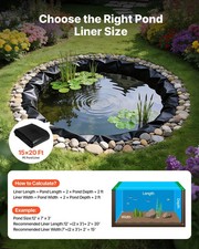 15 x 20 ft Pond Liner, 14 Mil Thickness, 3-Layer Reinforced PE Fish Koi Pond Li