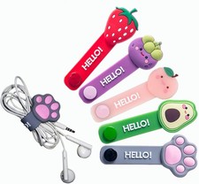 5PCS Cartoon Fruit Cable Ties - Flexible Cord Winder Earphone USB Organizer