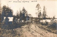Pellston Douglas Lake MI Jackson & Tindle Logging Camp   RPPC Postcard COPY