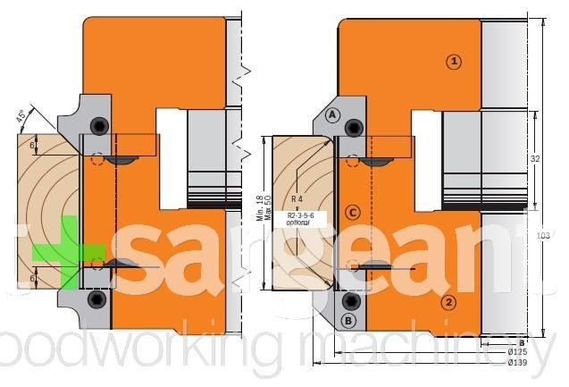 Pair of Upper Radius/Chamfer Knives 20x20x2 R4/45° Price is Inc VAT@20%