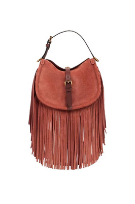 ETRO Pony Small Brick Red Suede Fringes Shoulder Bag New And Authentic