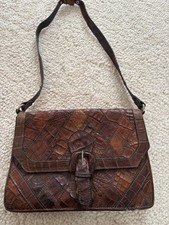Vintage Handtasche Echtes Kroko Braun von Jaguar