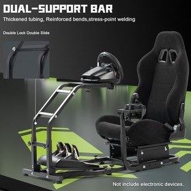 Hottoby Racing Wheel Stand Sim Cockpit With Black Seat Fit Fanatec Club Sport SQ