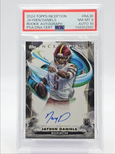 JAYDEN DANIELS 2024 TOPPS INCEPTION ROOKIE AUTOGRAPH RC AUTO PSA 8 Q1925