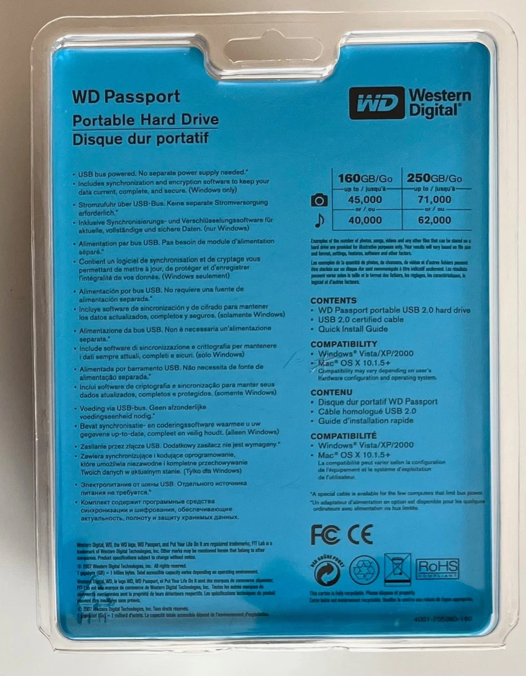 Western Digital 250GB Passport WD2500XMSA-00 Portable Hard Drive White - NIB - Image 2 of 4